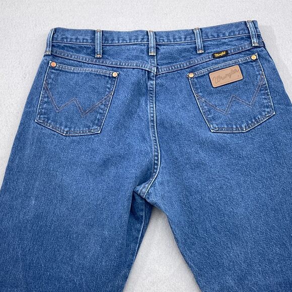 VTG Wrangler Cowboy Jeans 36x32 Mens Blue Denim 13MWZPW Made in‎ USA - Picture 8 of 10